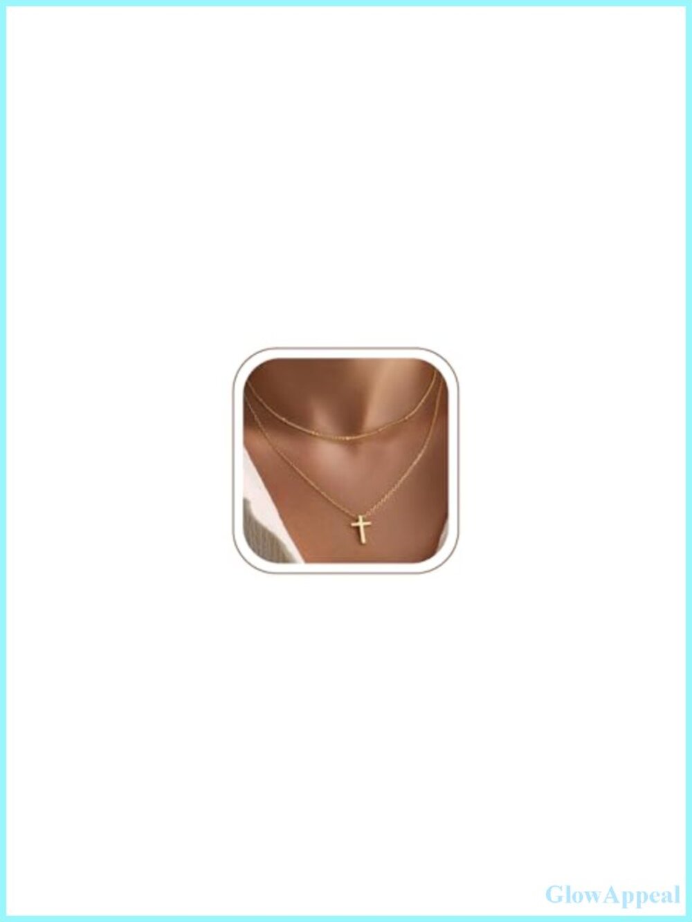 14K Gold Plated Cross Necklace Women Layered Dainty Pendant Gift